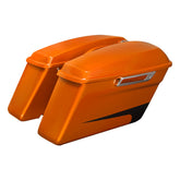 HR3 Scorched Orange / Black Denim Hard Saddlebags (Regular) For 14-23 Harley Touring